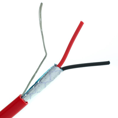 Shielded Fire Alarm / Security Cable, Red, 14/2 (14 AWG 2 Conductor), Solid, FPLR, Spool, 1000 foot