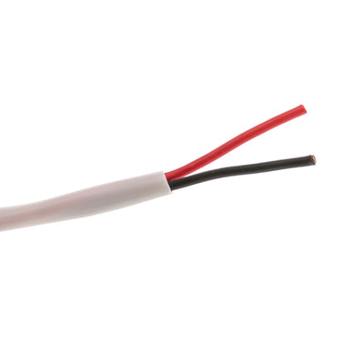 Speaker Cable, White, Pure Copper, CM / In-wall rated, 16/2 (16 AWG 2 Conductor), 65 Strand / 0.16mm, Pullbox, 500 foot