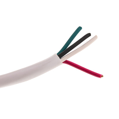 Speaker Cable, White, Pure Copper, CM / In-wall rated, 16/4 (16 AWG 4 Conductor), 65 Strand / 0.16mm, Pullbox, 500 foot