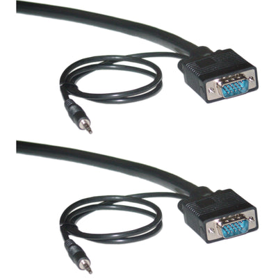 Shielded SVGA Cable with 3.5mm Audio, Black, HD15 Male, Coaxial Construction, Double Shielded