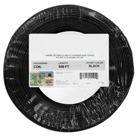 Security/Alarm Wire, 22/4 (22AWG 4 Conductor), Stranded, CMR / Inwall rated, Coil Pack, 500 foot