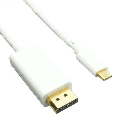USB-C video cable, USB-C device to DisplayPort display, 3 foot, white