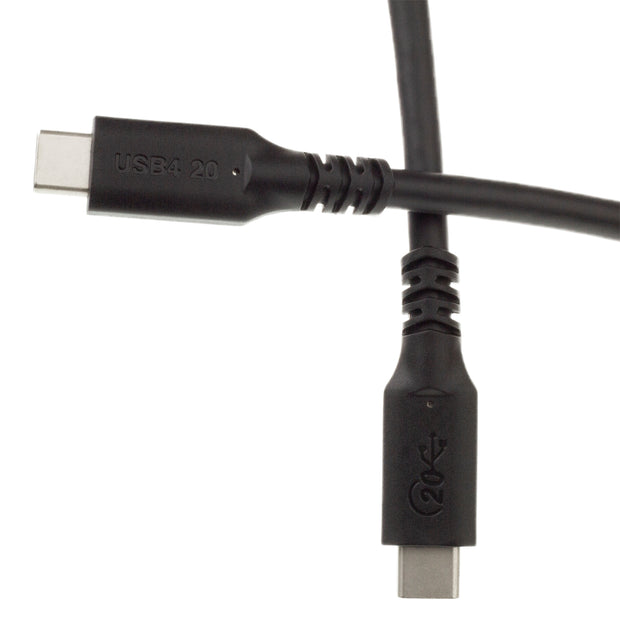 USB4 20Gbps 100 watt Fast Charging Cable, USB Type C Male to Male, PVC Jacket - Black