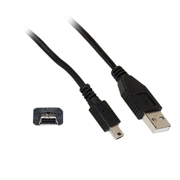 Mini USB 2.0 Cable, Black, Type A Male to 5 Pin Mini-B Male