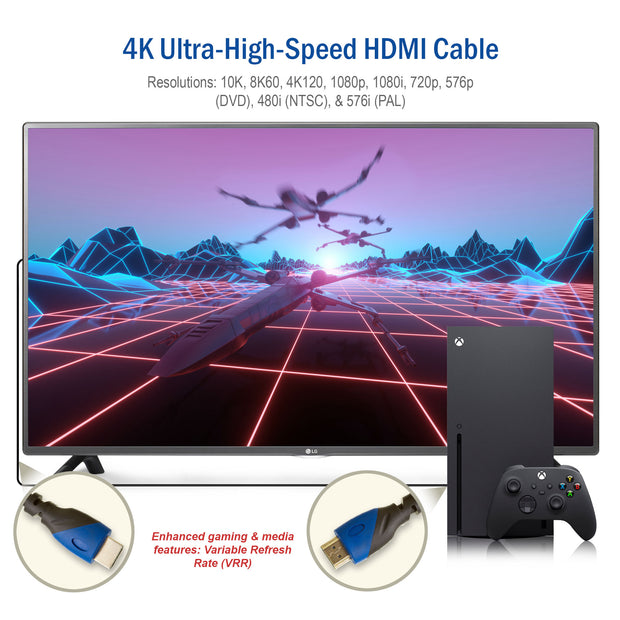 Certified Ultra High-Speed HDMI Cable, 48 Gbps, 4K120 / 8K60 / 10K, HDMI-A Male to HDMI-A Male