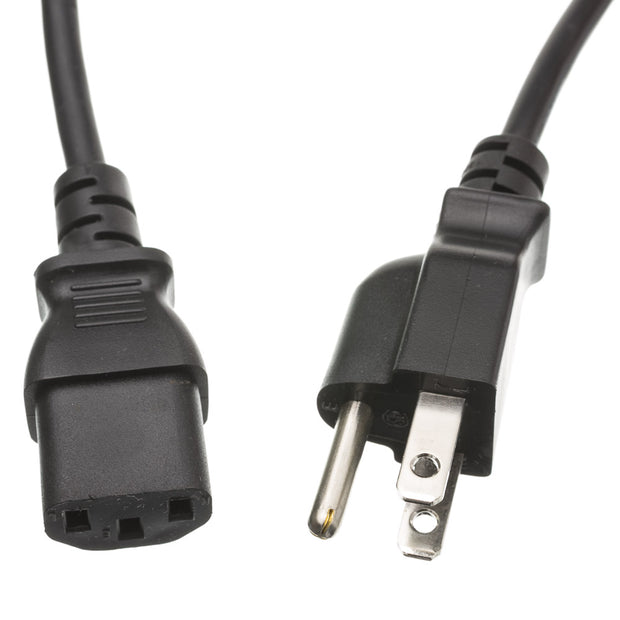 Computer / Monitor Power Cord, Black, NEMA 5-15P to C13, 18AWG, 10 Amp