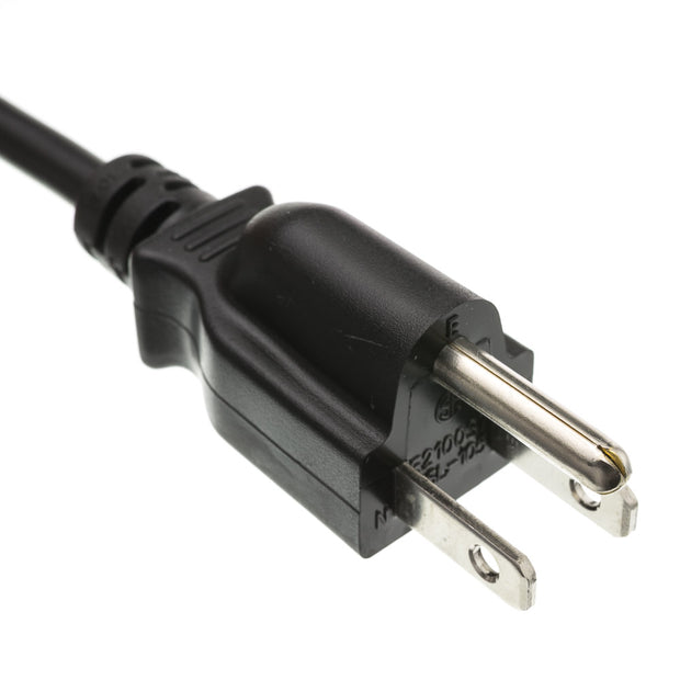 Shielded Computer / Monitor Power Cord, Black, NEMA 5-15P to C13, 18AWG, 3 Conductor, 10 Amp