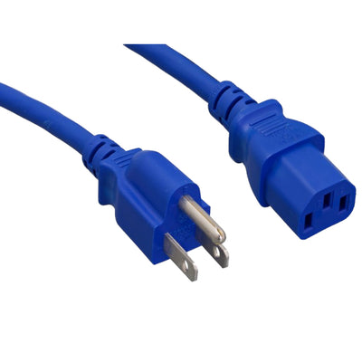 Computer / Monitor Power Cord, Blue, NEMA 5-15P to C13, 18AWG, 10 Amp