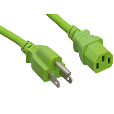 Computer / Monitor Power Cord, Green, NEMA 5-15P to C13, 18AWG, 10 Amp