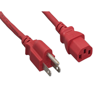 Computer / Monitor Power Cord, Red, NEMA 5-15P to C13, 18AWG, 10 Amp