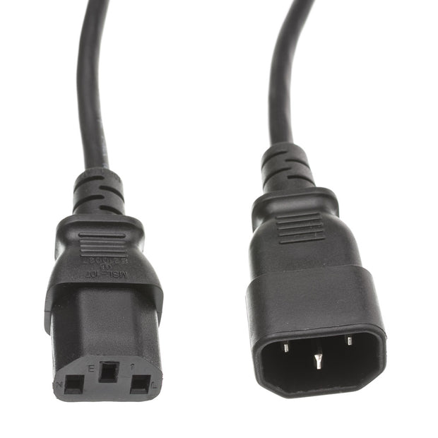 Computer / Monitor Power Extension Cord, Black, C13 to C14, 10 Amp