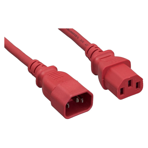 Computer / Monitor Power Extension Cord, Red, C13 to C14, 10 Amp
