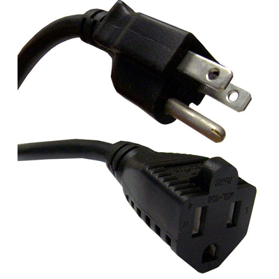 Power Extension Cord, Black, NEMA 5-15P to NEMA 5-15R, 13 Amp, 16 AWG