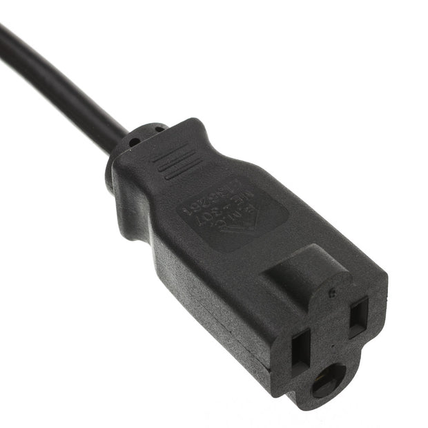 Power Cord Adapter, Black, C14 to NEMA 5-15R, 10 Amp