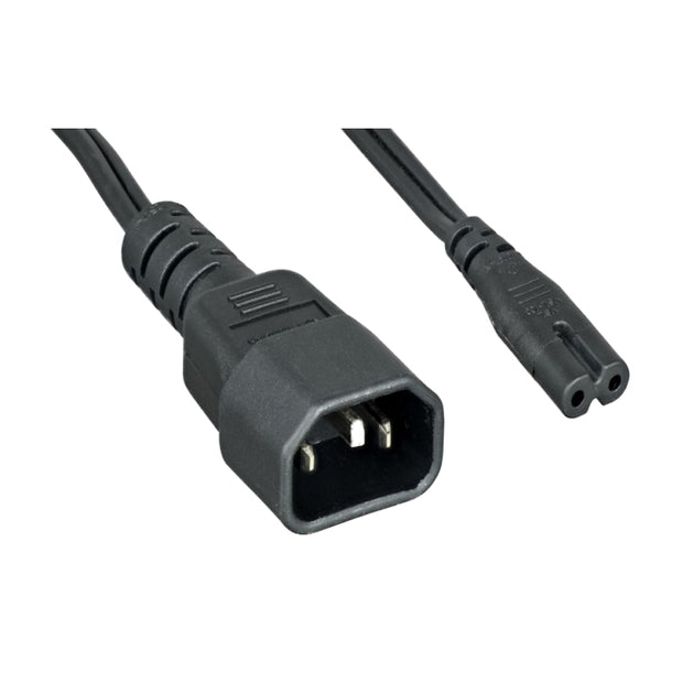 Power Cord, C14 to C7, Non-Polarized, 18AWG, Black