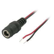 DC Power Socket to 22AWG Bare Wire, DC Female to Open Ends, 1 foot