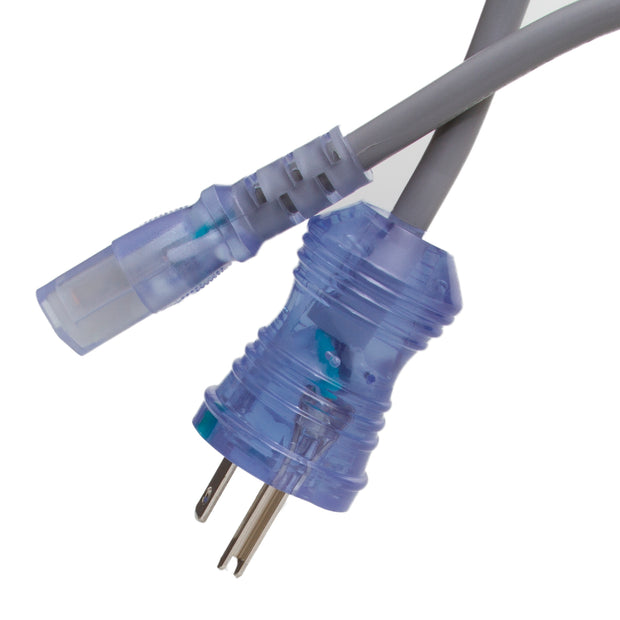 Hospital Grade Green Dot Power Cord, Nema 5-15 to C13, 18 AWG, SJT, 10 Amp / 125 Volt