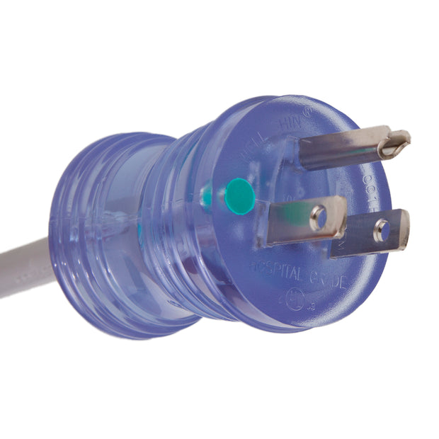 Hospital Grade Green Dot Power Cord, Nema 5-15 to C13, 18 AWG, SJT, 10 Amp / 125 Volt