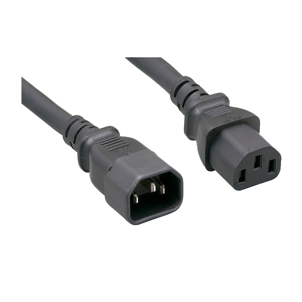 Computer / Monitor Power Extension Cord, Black, C13 to C14, 14AWG,15 Amp
