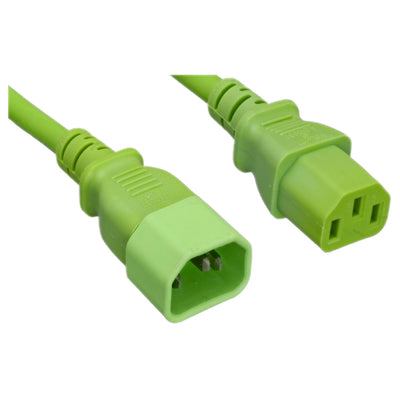 Computer / Monitor Power Extension Cord, Green, C13 to C14, 14AWG,15 Amp