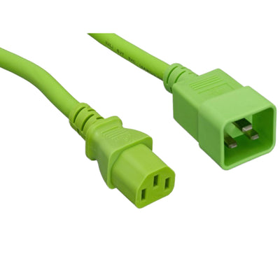 Server Power Extension Cord, Green, C20 to C13, 14AWG/3C, 15 Amp