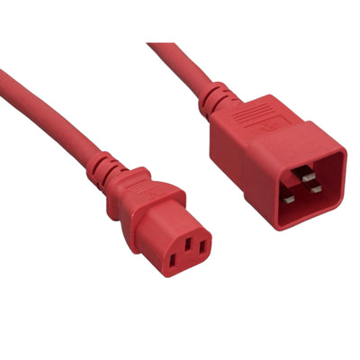 Server Power Extension Cord, Red, C20 to C13, 14AWG/3C, 15 Amp