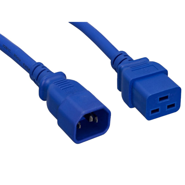 Power Cord, C14 to C19, 14 AWG,15 Amp, Blue