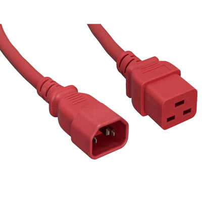 Power Cord, C14 to C19, 14 AWG,15 Amp, Red