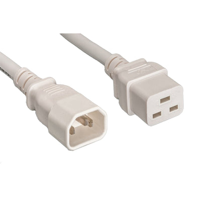Power Cord, C14 to C19, 14 AWG,15 Amp, White