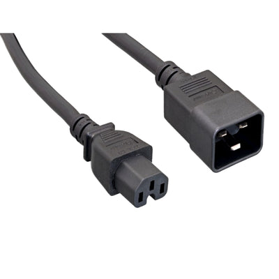 Power Extension Cord, Black, C20 to C15, 14AWG/3C, 15 Amp
