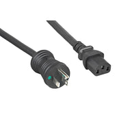 Hospital Grade, Green Dot, Power Cord, Nema 5-15 to C13, 14 AWG, SJT, 15 Amp / 125 Volt, Black