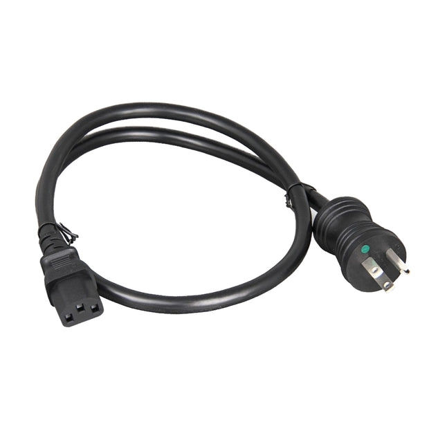 Hospital Grade, Green Dot, Power Cord, Nema 5-15 to C13, 14 AWG, SJT, 15 Amp / 125 Volt, Black