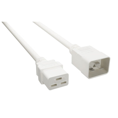 Heavy Duty Server Power Extension Cord, White, C20 to C19, 12AWG/3C, 20 Amp