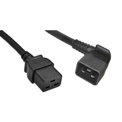 Heavy Duty Server Power Extension Cord, Black, C20(Right Angle) to C19, 12AWG/3C, 20 Amp