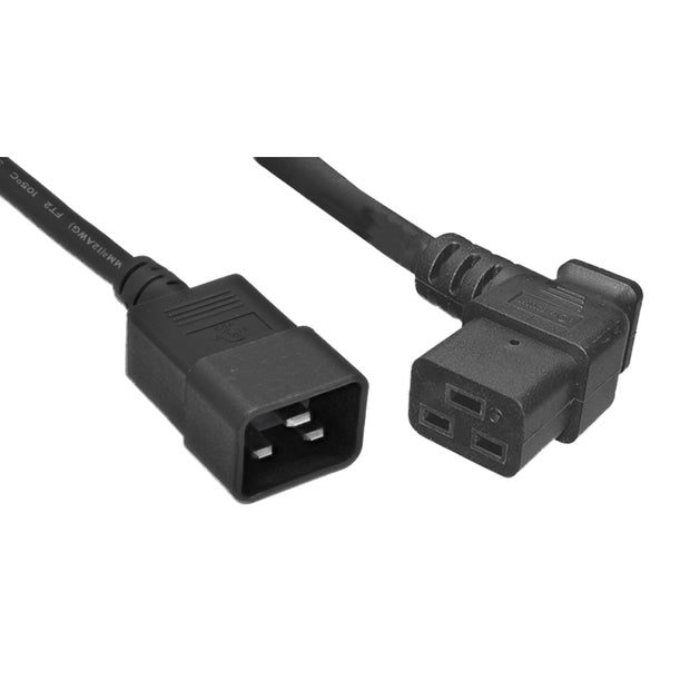 Heavy Duty Server Power Extension Cord, Black, C20 to C19(Right Angle), 12AWG/3C, 20 Amp