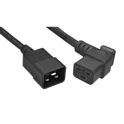Heavy Duty Server Power Extension Cord, Black, C20 to C19(Left Angle), 12AWG/3C, 20 Amp