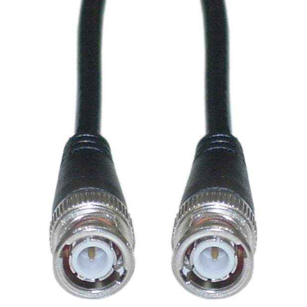 BNC RG58/AU Coaxial Cable, 50 Ohm, Black, BNC Male, Copper Stranded Center Conductor, 45% Braid