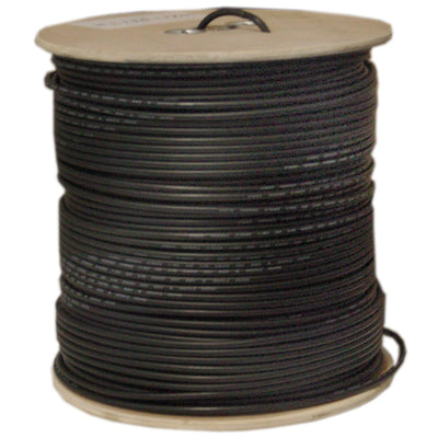 Bulk RG58/AU Coaxial Cable, Black, 20 AWG, Copper Stranded Center Conductor, Braided Shield, Spool, 1000 foot