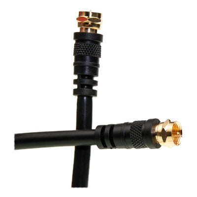 F-pin RG6 Coaxial Cable, Black, F-pin Male,  25 foot