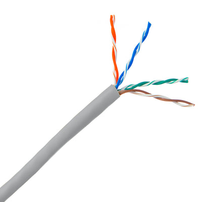 Riser Rated Cat5e Gray Ethernet Cable, Solid, UTP (Unshielded Twisted Pair), POE Compliant, CMR, Pullbox, 1000 foot