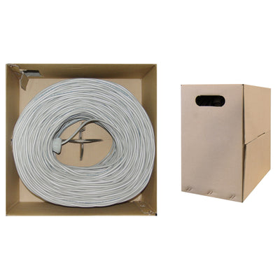 Shielded Cat5e Gray Solid Copper Ethernet Cable, F/UTP, POE Compliant, Pullbox, 1000 foot