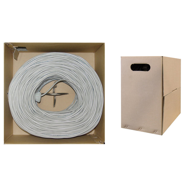 Riser Rated Cat5e Gray Ethernet Cable, Solid, UTP (Unshielded Twisted Pair), POE Compliant, CMR, Pullbox, 1000 foot