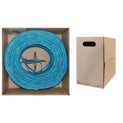 Bulk Dual Cat5e and Dual RG6 Quad Shield with Blue Outer Jacket, Spool, 500 foot