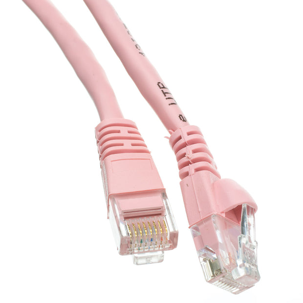 Cat5e Pink Copper Ethernet Patch Cable, Snagless/Molded Boot, POE Compliant
