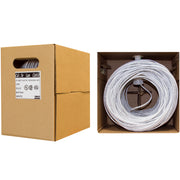 Cat5e Gray Copper Ethernet Cable, Solid, UTP (Unshielded Twisted Pair), POE Compliant, Pullbox, 500 foot