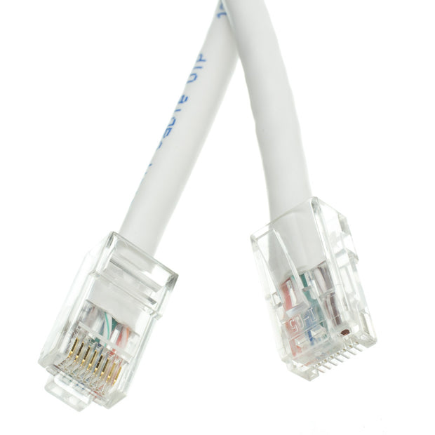 Cat6 White Copper Ethernet Patch Cable, Bootless, POE Compliant