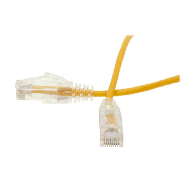 Cat6 Yellow Slim Ethernet Patch Cable, Snagless/Molded Boot