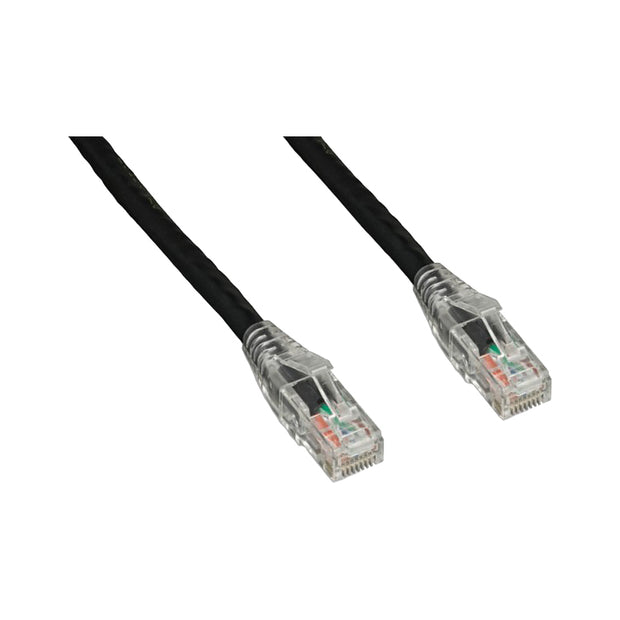 Cat6 Black Copper Ethernet Patch Cable, Clear Finger Boot, POE Compliant