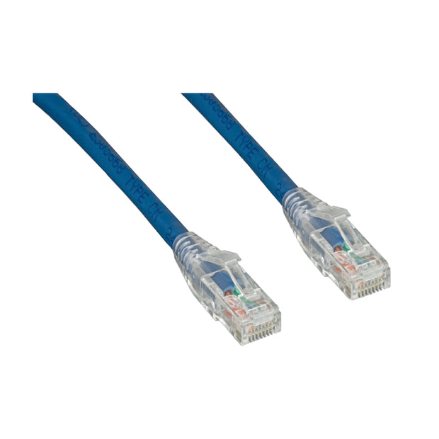 Cat6 Blue Copper Ethernet Patch Cable, Clear Finger Boot, POE Compliant
