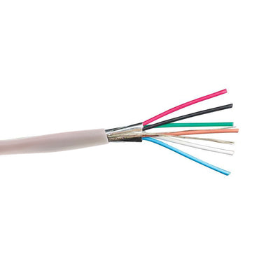 Shielded Plenum Security Cable, White, 22/6 (22 AWG 6 Conductor), Stranded, CMP, Spool, 1000 foot